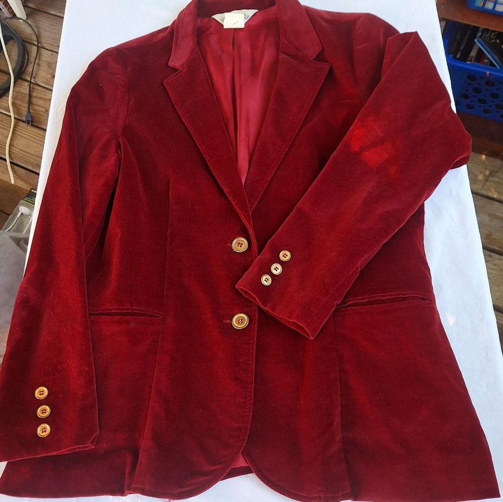 Vintage Dimension V red velvet jacket blazer size 14